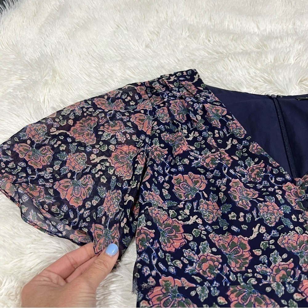 Madewell Orchard Flutter-Sleeve Skater Mini Dress Fan Floral Mix Size 4 - Picture 6 of 15